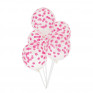 5 Balões Confetis Rosa Forte Impresssos